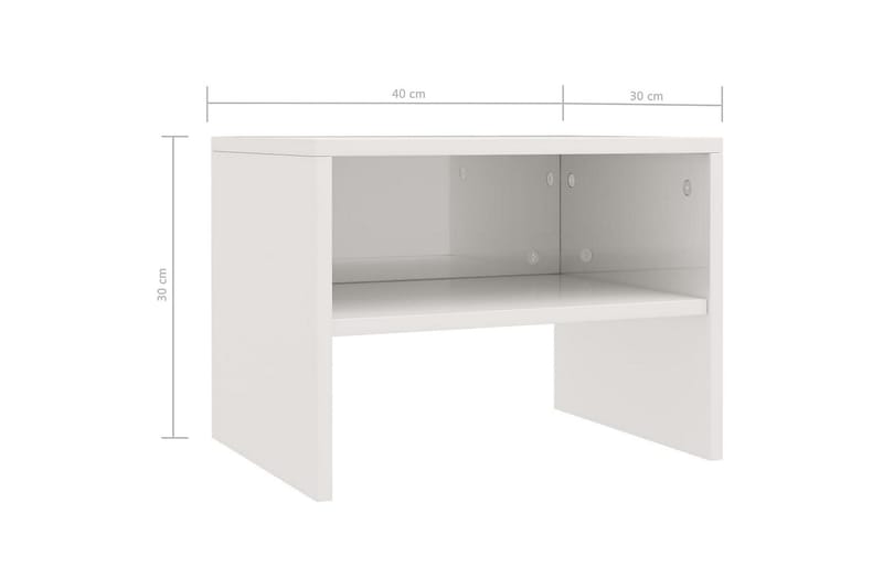 Yöpöydät 2kpl korkeakiilto valkoinen 40x30x30 cm lastulevy - Valkoinen - Huonekalut - Pöytä & ruokailuryhmä - Apupöytä & sivupöytä - Yöpöytä