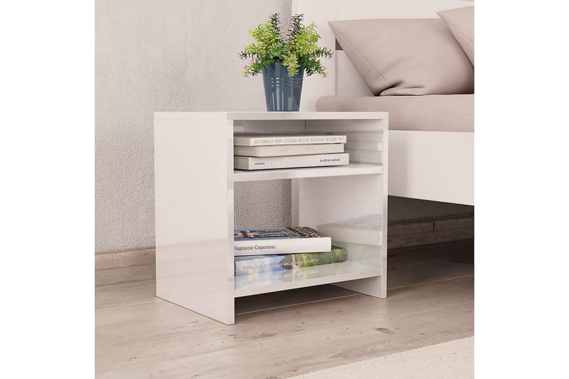 Yöpöydät 2kpl korkeakiilto valkoinen 40x30x40 cm lastulevy - Valkoinen - Huonekalut - Pöytä & ruokailuryhmä - Apupöytä & sivupöytä - Yöpöytä