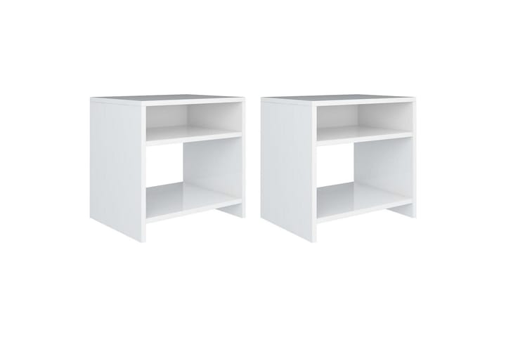 Yöpöydät 2kpl korkeakiilto valkoinen 40x30x40 cm lastulevy - Valkoinen - Yöpöytä