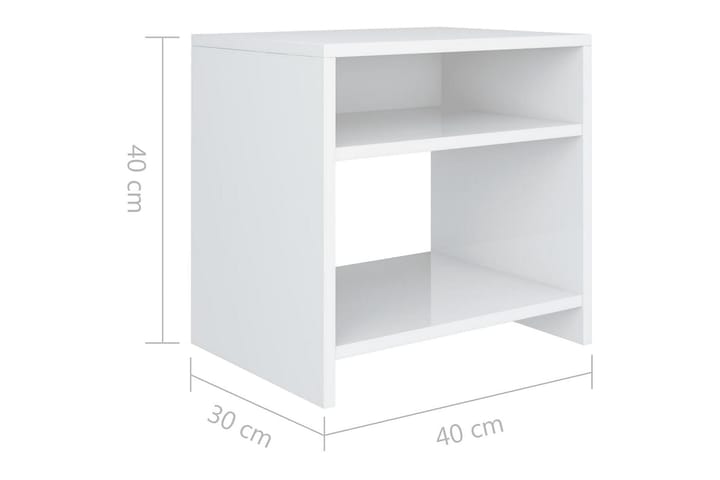 Yöpöydät 2kpl korkeakiilto valkoinen 40x30x40 cm lastulevy - Valkoinen - Yöpöytä