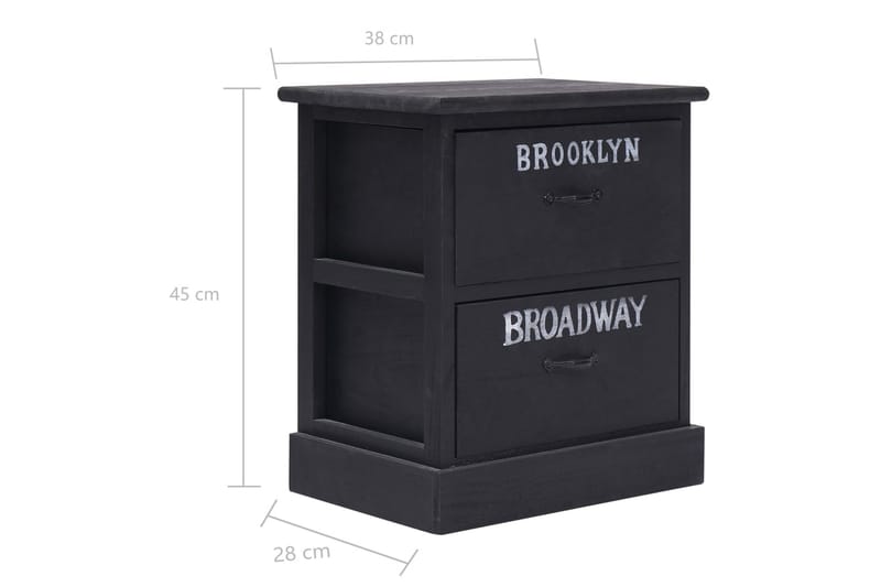 Yöpöydät 2kpl musta 38x28x45 cm keisaripuu - Musta - Huonekalut - Pöytä & ruokailuryhmä - Apupöytä & sivupöytä - Yöpöytä