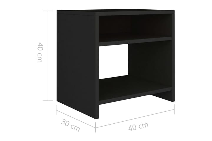Yöpöydät 2kpl musta 40x30x40 cm lastulevy - Musta - Yöpöytä