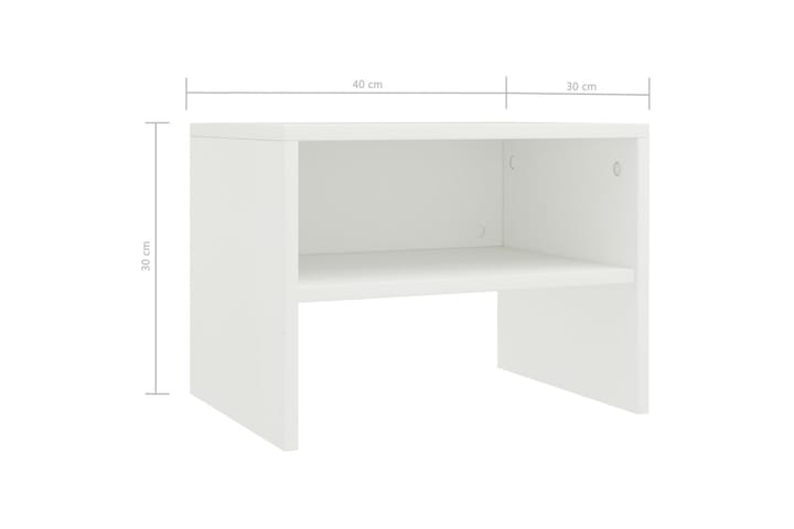 Yöpöydät 2kpl valkoinen 40x30x30 cm lastulevy - Valkoinen - Yöpöytä
