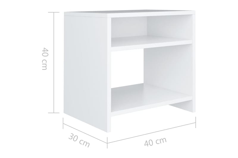 Yöpöydät 2kpl valkoinen 40x30x40 cm lastulevy - Valkoinen - Huonekalut - Pöytä & ruokailuryhmä - Apupöytä & sivupöytä - Yöpöytä