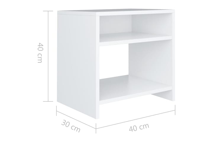 Yöpöydät 2kpl valkoinen 40x30x40 cm lastulevy - Valkoinen - Yöpöytä