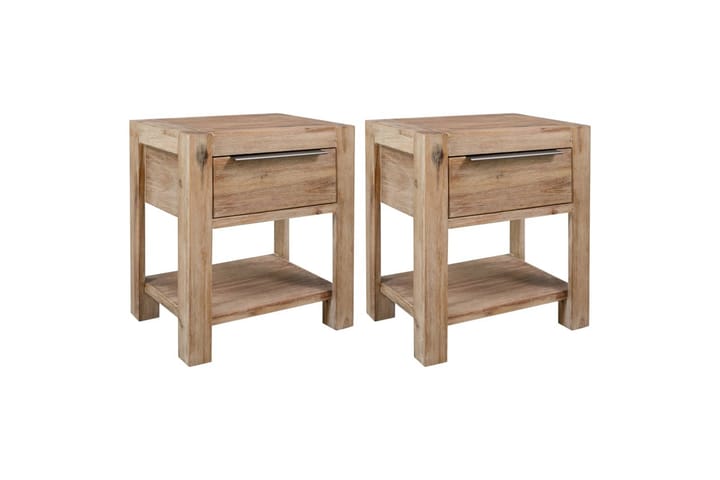 Yöpöydät laatikoilla 2 kpl 40x30x48 cm täysi akaasiapuu - Ruskea - Yöpöytä