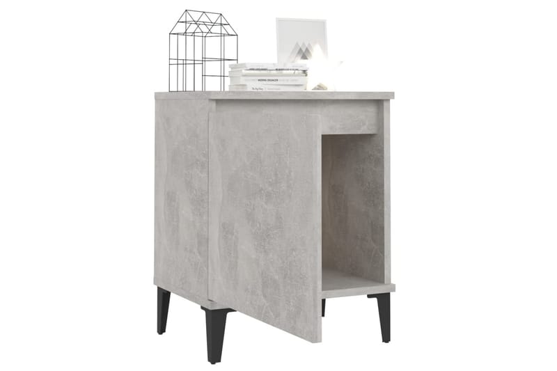 Yöpöydät metallijaloilla 2 kpl betoninharmaa 40x30x50 cm - Harmaa - Huonekalut - Pöytä & ruokailuryhmä - Apupöytä & sivupöytä - Yöpöytä