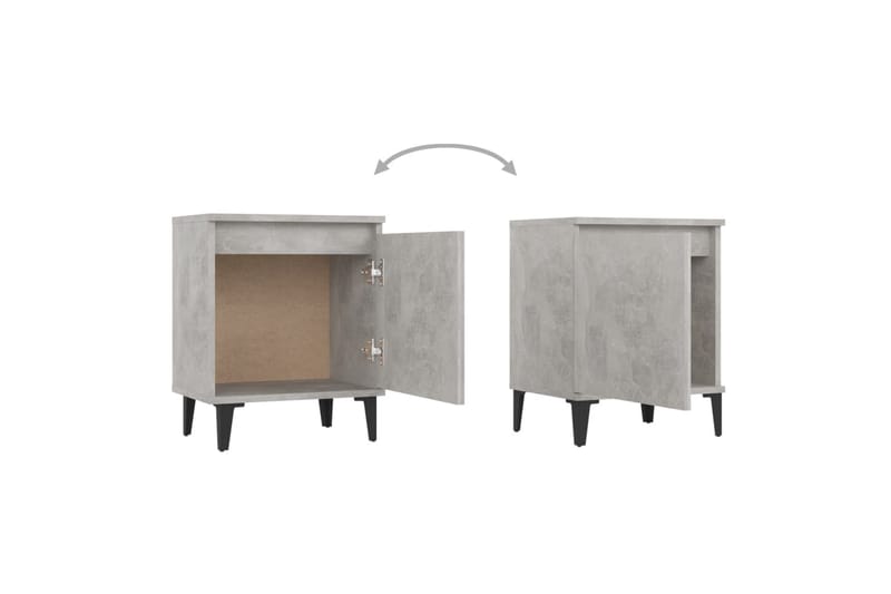Yöpöydät metallijaloilla 2 kpl betoninharmaa 40x30x50 cm - Harmaa - Huonekalut - Pöytä & ruokailuryhmä - Apupöytä & sivupöytä - Yöpöytä