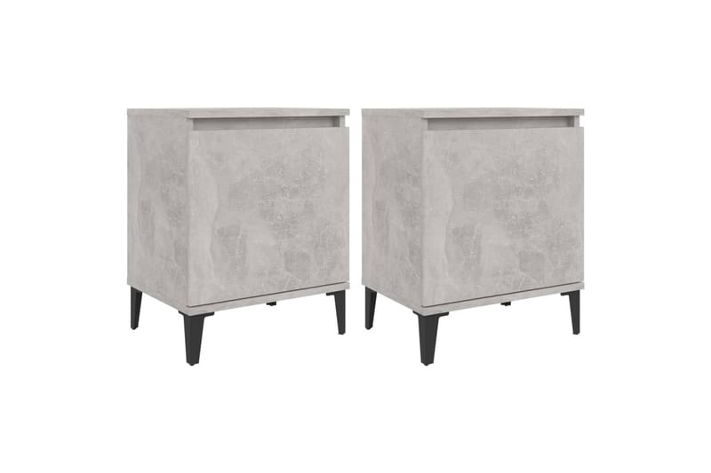 Yöpöydät metallijaloilla 2 kpl betoninharmaa 40x30x50 cm - Harmaa - Huonekalut - Pöytä & ruokailuryhmä - Apupöytä & sivupöytä - Yöpöytä