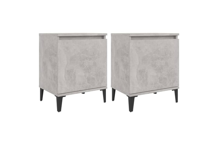 Yöpöydät metallijaloilla 2 kpl betoninharmaa 40x30x50 cm - Harmaa - Yöpöytä