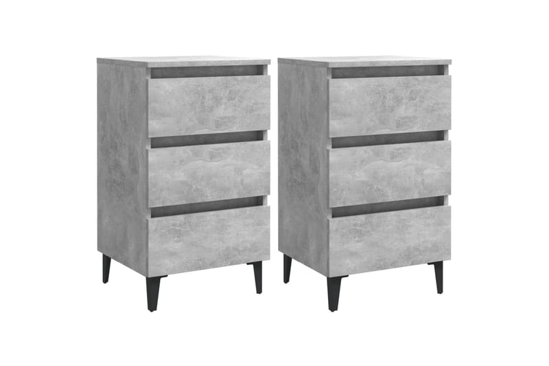 Yöpöydät metallijaloilla 2 kpl betoninharmaa 40x35x69 cm - Harmaa - Huonekalut - Pöytä & ruokailuryhmä - Apupöytä & sivupöytä - Yöpöytä