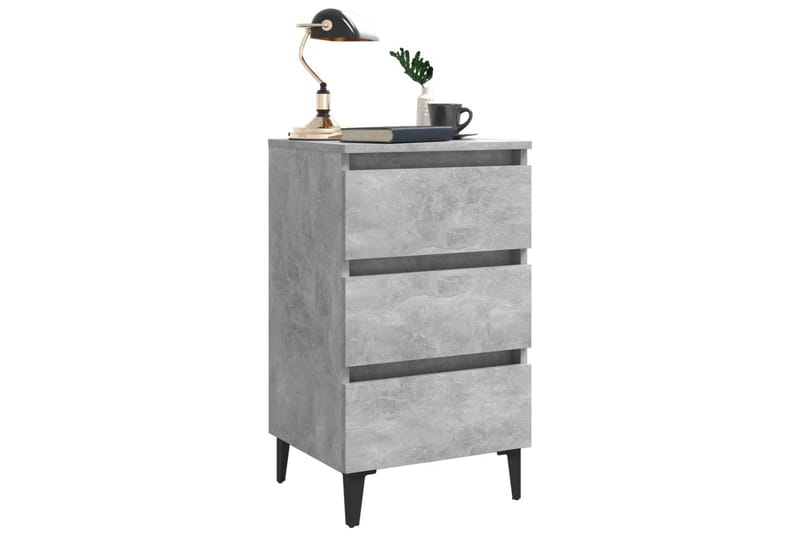 Yöpöydät metallijaloilla 2 kpl betoninharmaa 40x35x69 cm - Harmaa - Huonekalut - Pöytä & ruokailuryhmä - Apupöytä & sivupöytä - Yöpöytä