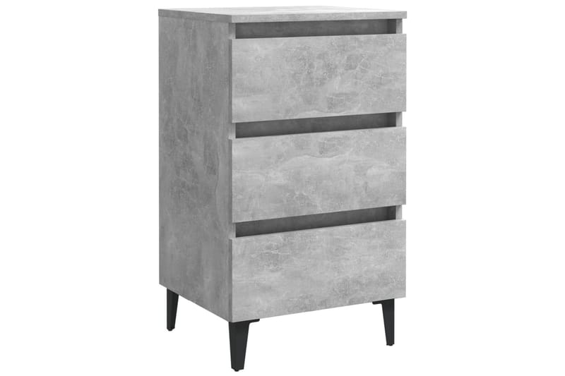 Yöpöydät metallijaloilla 2 kpl betoninharmaa 40x35x69 cm - Harmaa - Huonekalut - Pöytä & ruokailuryhmä - Apupöytä & sivupöytä - Yöpöytä