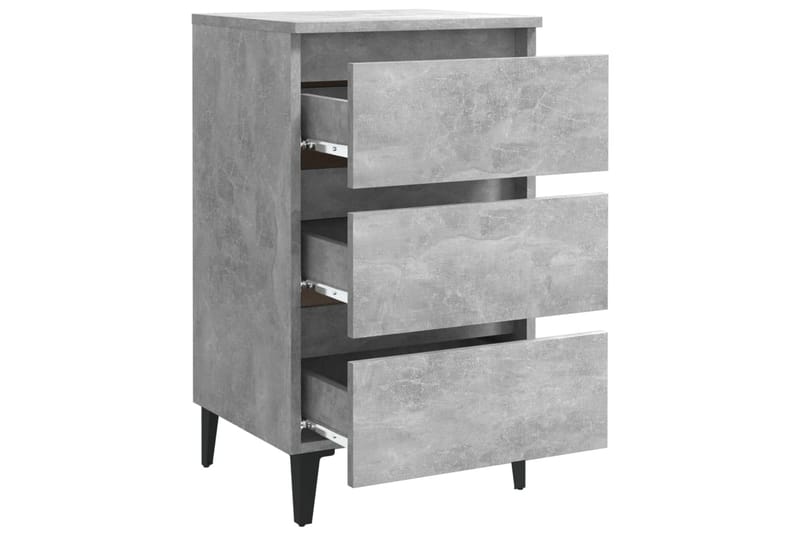 Yöpöydät metallijaloilla 2 kpl betoninharmaa 40x35x69 cm - Harmaa - Huonekalut - Pöytä & ruokailuryhmä - Apupöytä & sivupöytä - Yöpöytä