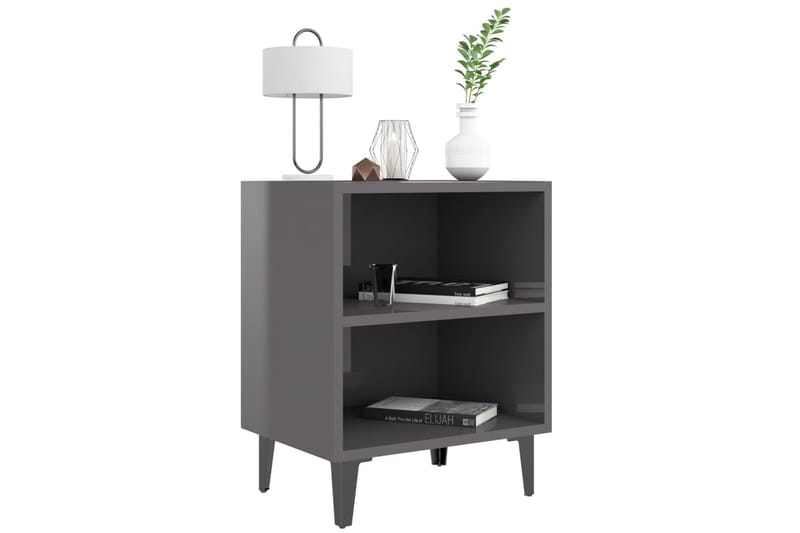 Yöpöydät metallijaloilla 2 kpl harmaa 40x30x50 cm - Harmaa - Huonekalut - Pöytä & ruokailuryhmä - Apupöytä & sivupöytä - Yöpöytä