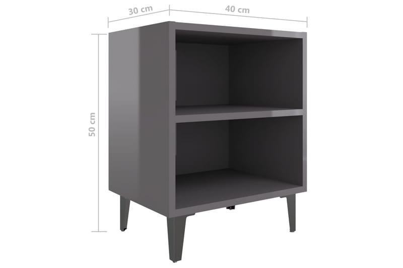Yöpöydät metallijaloilla 2 kpl harmaa 40x30x50 cm - Harmaa - Huonekalut - Pöytä & ruokailuryhmä - Apupöytä & sivupöytä - Yöpöytä