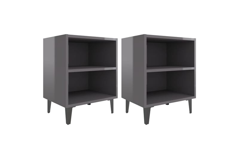 Yöpöydät metallijaloilla 2 kpl harmaa 40x30x50 cm - Harmaa - Huonekalut - Pöytä & ruokailuryhmä - Apupöytä & sivupöytä - Yöpöytä