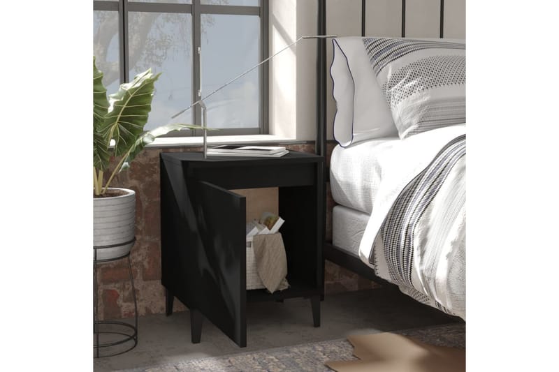 Yöpöydät metallijaloilla 2 kpl musta 40x30x50 cm - Musta - Huonekalut - Pöytä & ruokailuryhmä - Apupöytä & sivupöytä - Yöpöytä