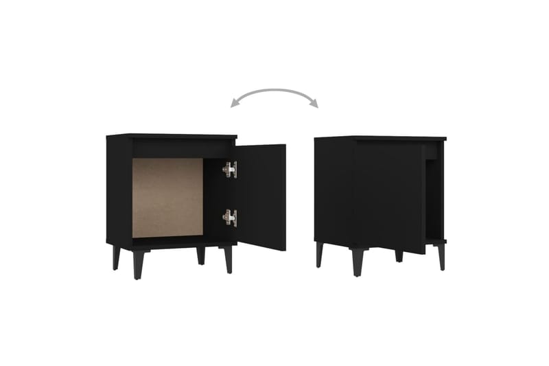 Yöpöydät metallijaloilla 2 kpl musta 40x30x50 cm - Musta - Huonekalut - Pöytä & ruokailuryhmä - Apupöytä & sivupöytä - Yöpöytä