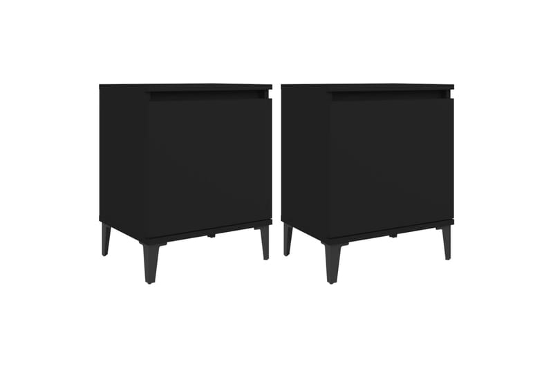 Yöpöydät metallijaloilla 2 kpl musta 40x30x50 cm - Musta - Huonekalut - Pöytä & ruokailuryhmä - Apupöytä & sivupöytä - Yöpöytä