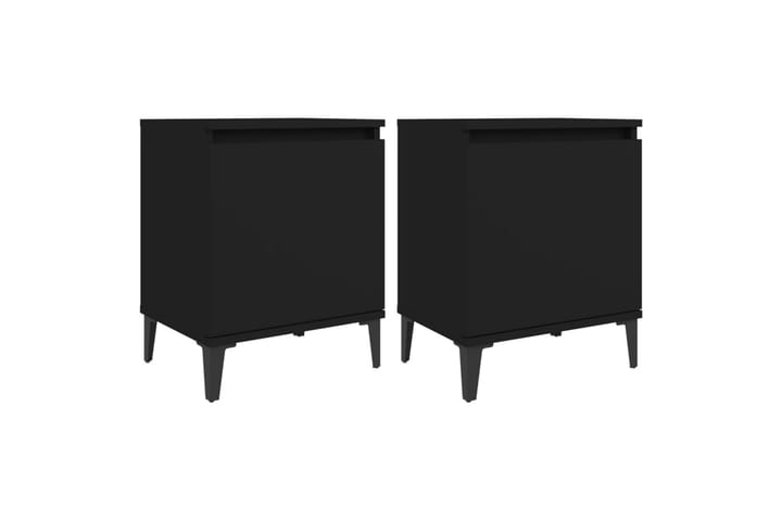 Yöpöydät metallijaloilla 2 kpl musta 40x30x50 cm - Musta - Yöpöytä