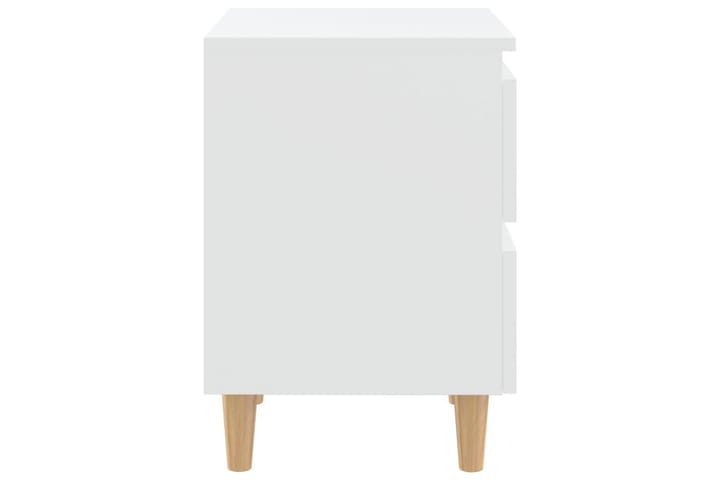 Yöpöydät täysmäntyiset jalat 2 kpl valkoinen 40x35x50 cm - Valkoinen Korkeakiilto - Yöpöytä