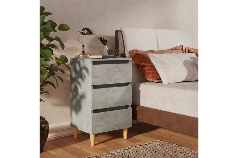 Yöpöydät täyspuiset jalat 2 kpl betoninharmaa 40x35x69 cm - Harmaa - Huonekalut - Pöytä & ruokailuryhmä - Apupöytä & sivupöytä - Yöpöytä