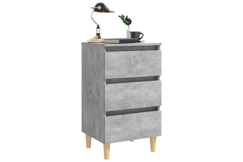 Yöpöydät täyspuiset jalat 2 kpl betoninharmaa 40x35x69 cm - Harmaa - Huonekalut - Pöytä & ruokailuryhmä - Apupöytä & sivupöytä - Yöpöytä