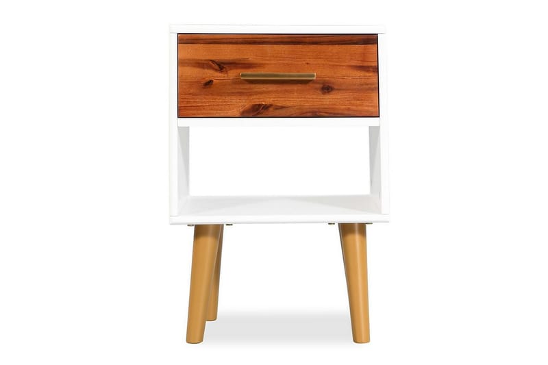 Yöpöytä 2 kpl akaasiapuu 40x30x45 cm - Valkoinen - Huonekalut - Pöytä & ruokailuryhmä - Apupöytä & sivupöytä - Yöpöytä