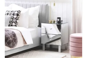Yöpöytä 2 laatikkoa Peiliefekti NESLE - Hopea - Huonekalut - Pöytä & ruokailuryhmä - Apupöytä & sivupöytä - Yöpöytä
