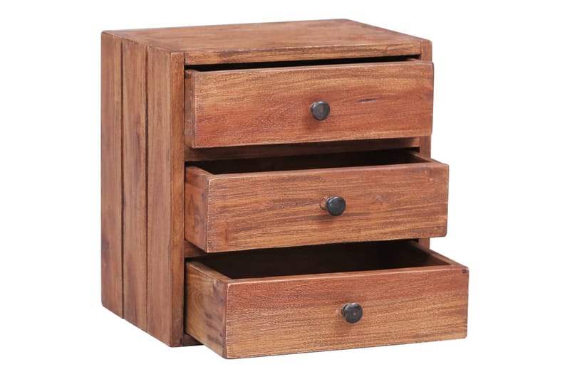 Yöpöytä 3 vetolaatikolla 35x25x35 cm kierrätetty täyspuu - Ruskea - Huonekalut - Pöytä & ruokailuryhmä - Apupöytä & sivupöytä - Yöpöytä
