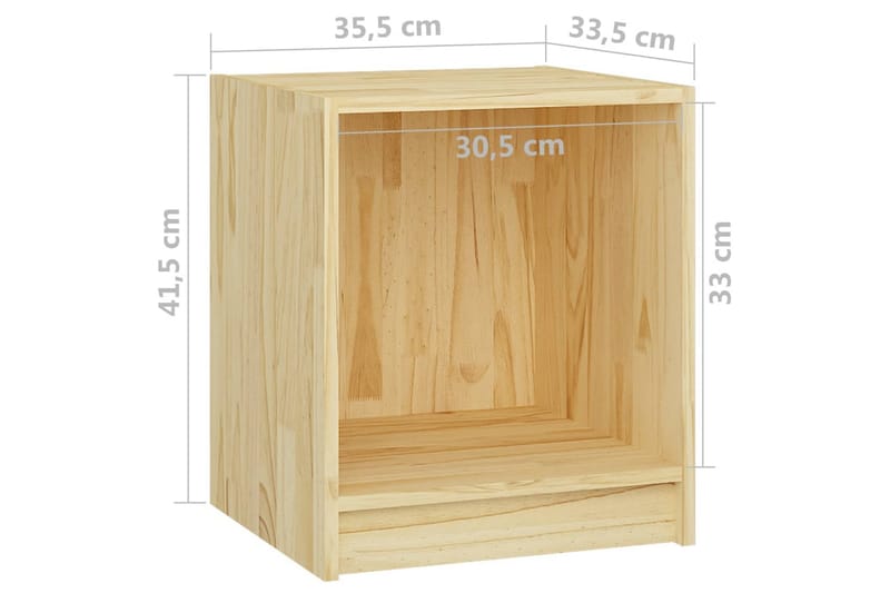 Yöpöytä 35,5x33,5x41,5 cm täysi mänty - Ruskea - Huonekalut - Pöytä & ruokailuryhmä - Apupöytä & sivupöytä - Yöpöytä