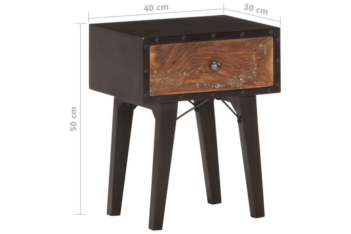 Yöpöytä 40x30x50 cm kierrätetty täyspuu - Musta - Yöpöytä