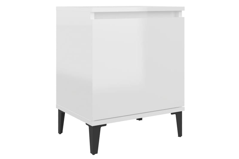 Yöpöytä 40x30x50 cm Metallijalat - Valkoinen Korkeakiilto - Huonekalut - Pöytä & ruokailuryhmä - Apupöytä & sivupöytä - Yöpöytä