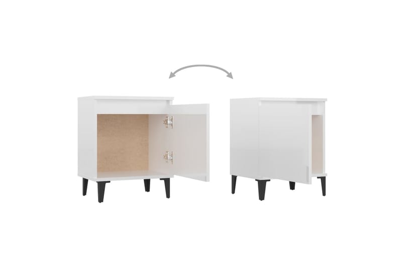 Yöpöytä 40x30x50 cm Metallijalat - Valkoinen Korkeakiilto - Huonekalut - Pöytä & ruokailuryhmä - Apupöytä & sivupöytä - Yöpöytä