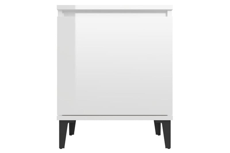 Yöpöytä 40x30x50 cm Metallijalat - Valkoinen Korkeakiilto - Huonekalut - Pöytä & ruokailuryhmä - Apupöytä & sivupöytä - Yöpöytä