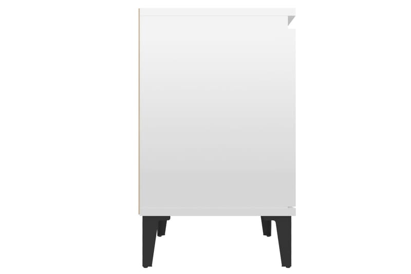 Yöpöytä 40x30x50 cm Metallijalat - Valkoinen Korkeakiilto - Huonekalut - Pöytä & ruokailuryhmä - Apupöytä & sivupöytä - Yöpöytä