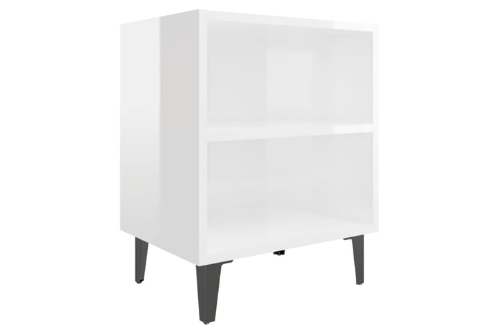 Yöpöytä 40x30x50 cm Metallijalat - Valkoinen Korkeakiilto - Yöpöytä