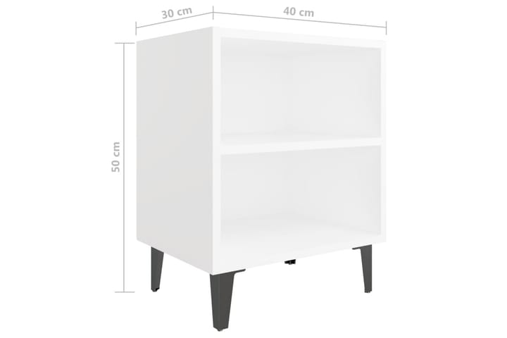 Yöpöytä 40x30x50 cm Metallijalat - Valkoinen - Yöpöytä