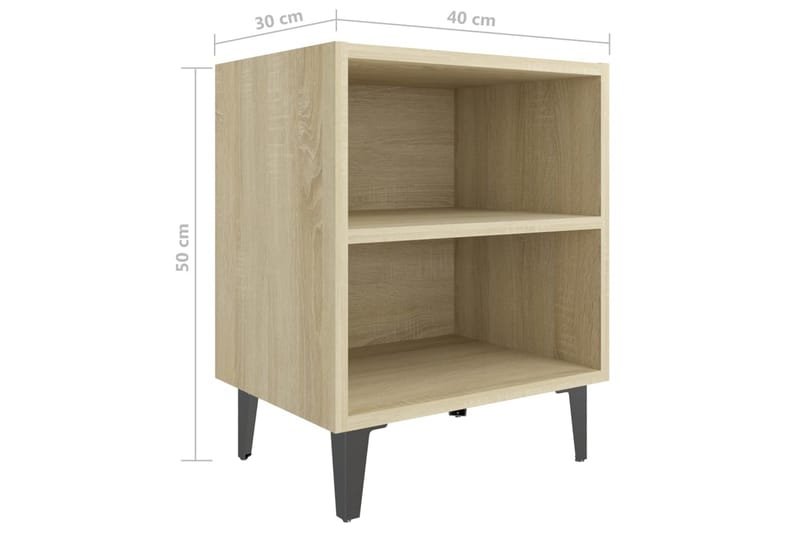 Yöpöytä 40x30x50 cm Metallijalat/Sonomatammi - Ruskea - Huonekalut - Pöytä & ruokailuryhmä - Apupöytä & sivupöytä - Yöpöytä