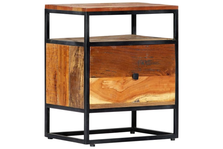 Yöpöytä 40x30x50 cm täysi kierrätetty puu ja teräs - Ruskea - Yöpöytä