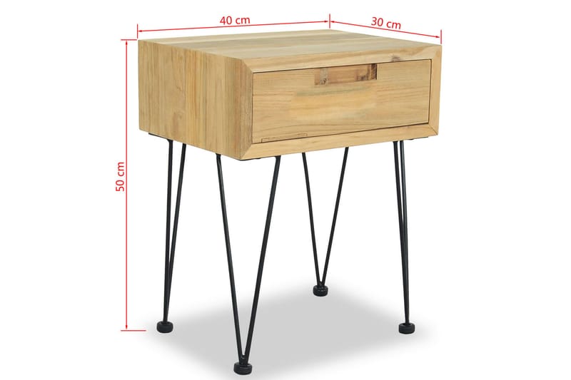 Yöpöytä 40x30x50 cm Täysi tiikki - Ruskea - Huonekalut - Pöytä & ruokailuryhmä - Apupöytä & sivupöytä - Yöpöytä
