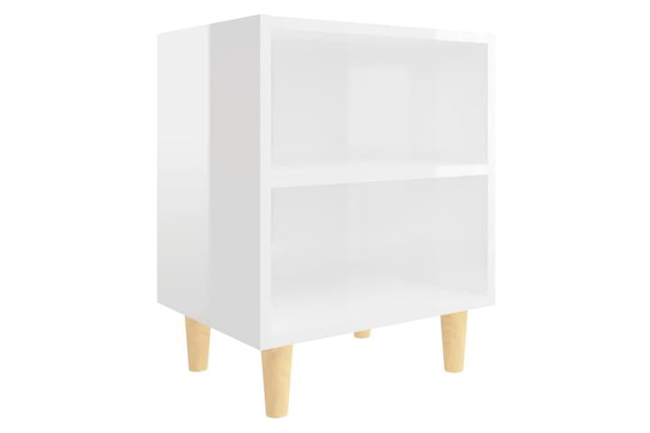 Yöpöytä 40x30x50 cm Puujalat - Valkoinen Korkeakiilto - Yöpöytä