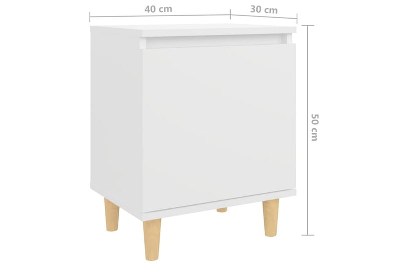 Yöpöytä 40x30x50 cm Puujalat - Valkoinen - Huonekalut - Pöytä & ruokailuryhmä - Apupöytä & sivupöytä - Yöpöytä