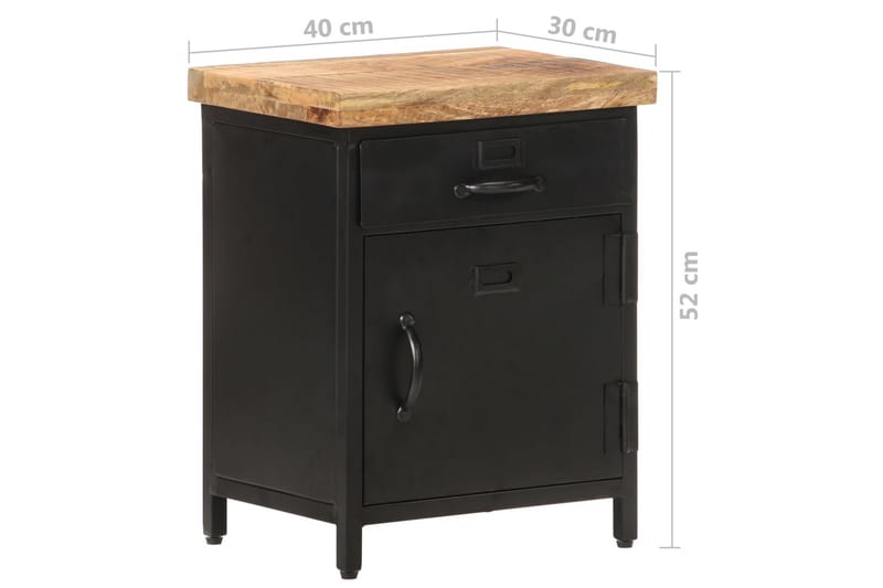 Yöpöytä 40x30x52 cm karkea mangopuu - Musta - Huonekalut - Pöytä & ruokailuryhmä - Apupöytä & sivupöytä - Yöpöytä