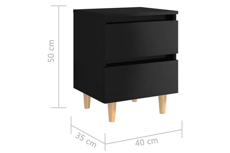 Yöpöytä 40x35x50 cm Mäntyjalat - Musta Korkeakiilto - Huonekalut - Pöytä & ruokailuryhmä - Apupöytä & sivupöytä - Yöpöytä