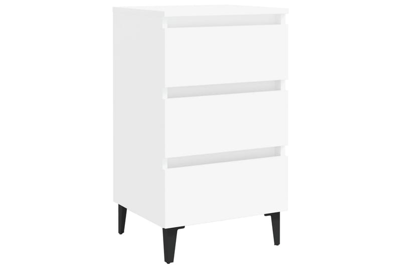 Yöpöytä 40x35x69 cm Metallijalat - Valkoinen - Huonekalut - Pöytä & ruokailuryhmä - Apupöytä & sivupöytä - Yöpöytä