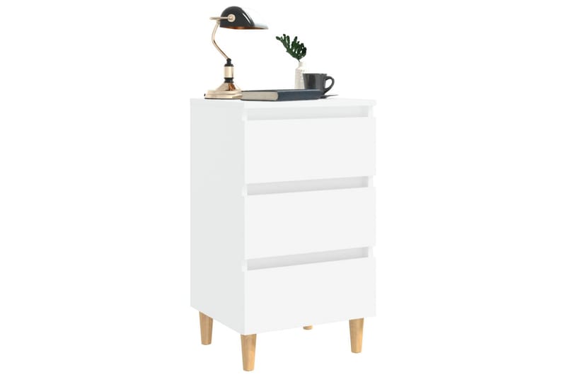 Yöpöytä 40x35x69 cm Puujalat - Valkoinen - Huonekalut - Pöytä & ruokailuryhmä - Apupöytä & sivupöytä - Yöpöytä