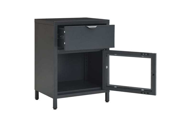 Yöpöytä antrasiitti 40x30x54,5 cm teräs ja lasi - Huonekalut - Pöytä & ruokailuryhmä - Apupöytä & sivupöytä - Yöpöytä