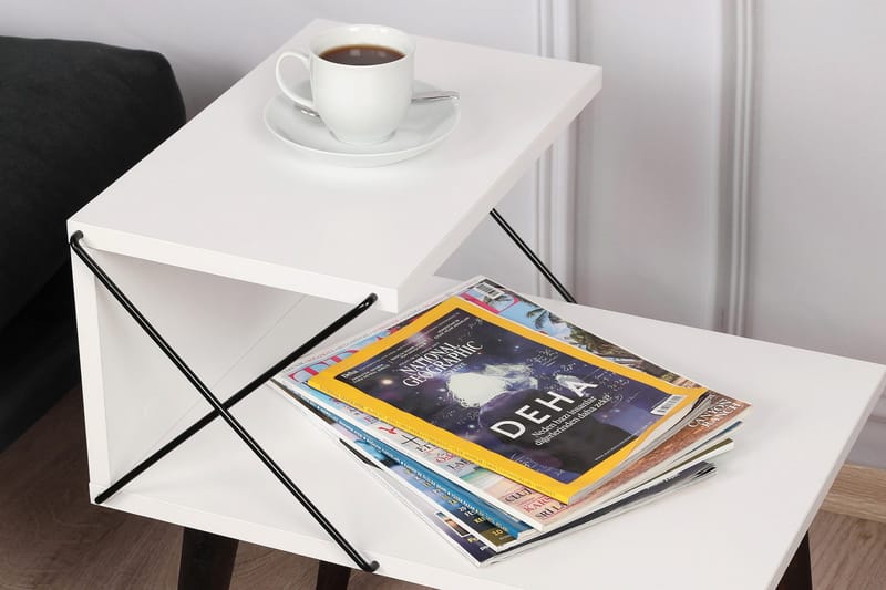 Yöpöytä Ashlanna 50 cm - Valkoinen - Huonekalut - Pöytä & ruokailuryhmä - Apupöytä & sivupöytä - Yöpöytä